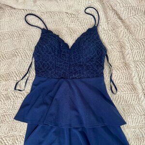 Blue tiered mini dress